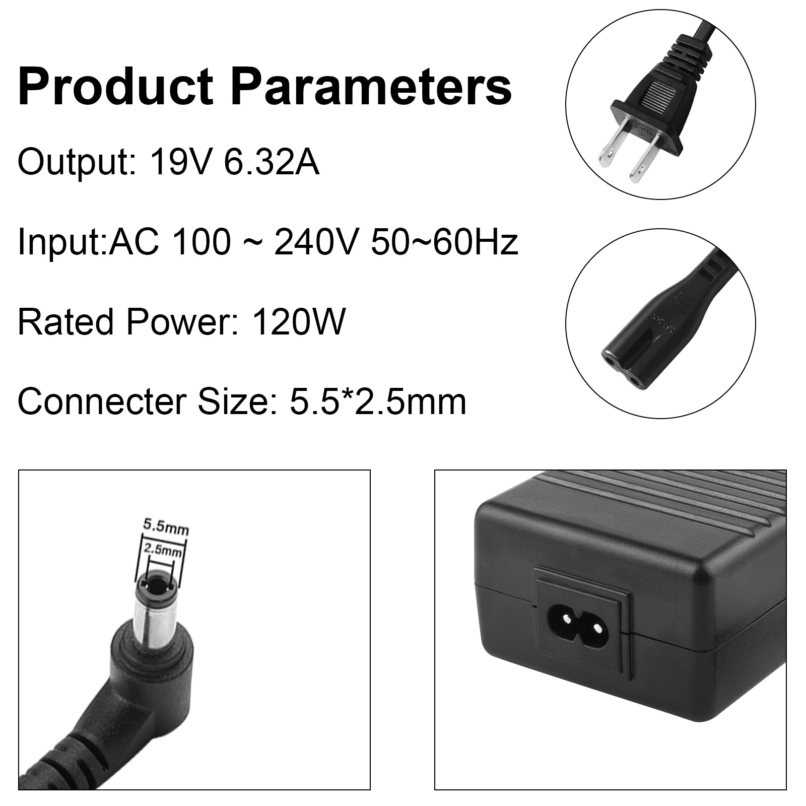 Chargeur universel pour ordinateur portable pour Asus EeeBook Vivobook  Zenbook Chromebook, X541 X541S X541U X553M X555 X555L C300 C300M 