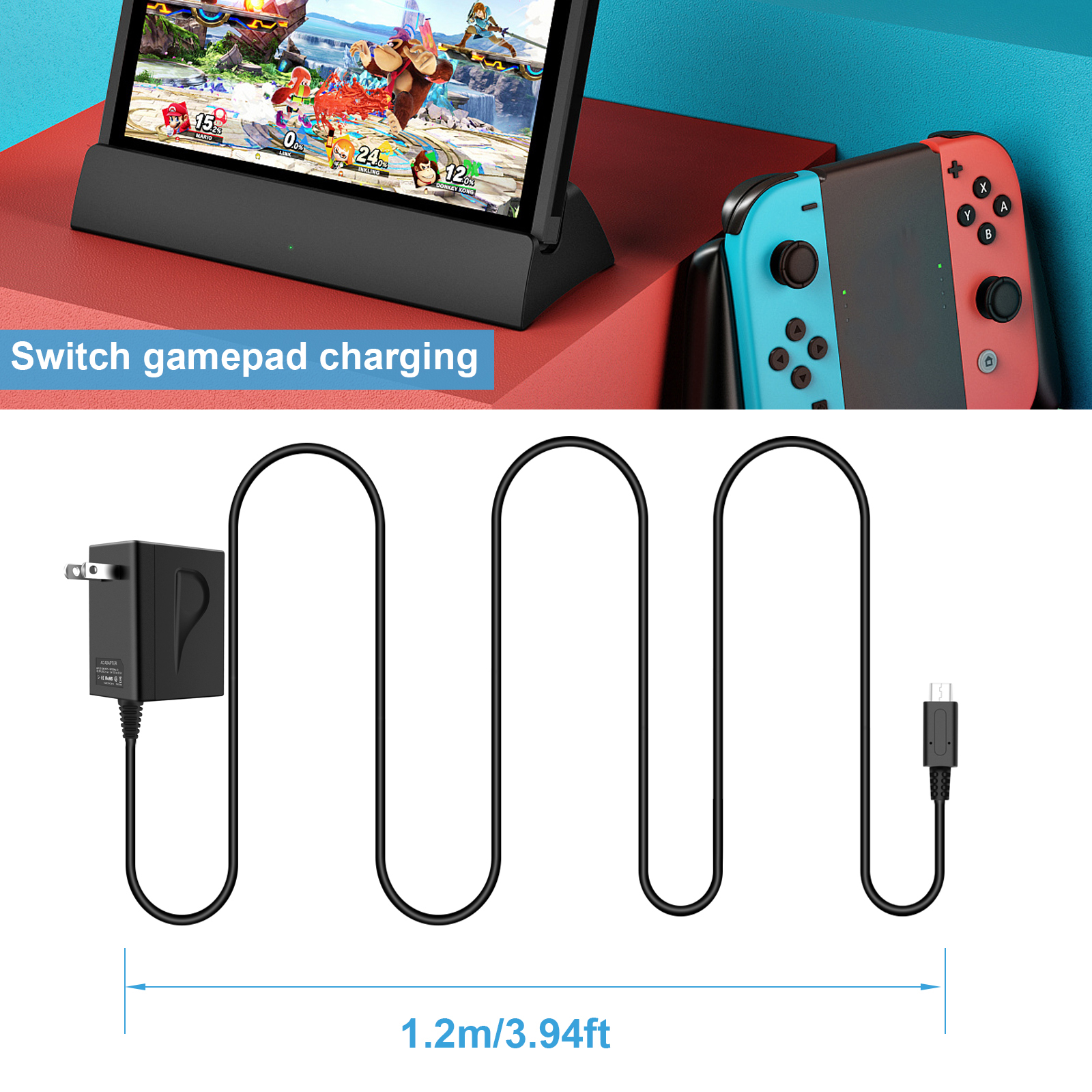 USB C Charger For Nintendo Switch Oled/Lite TV Dock AC Adapter Power Supply Cord