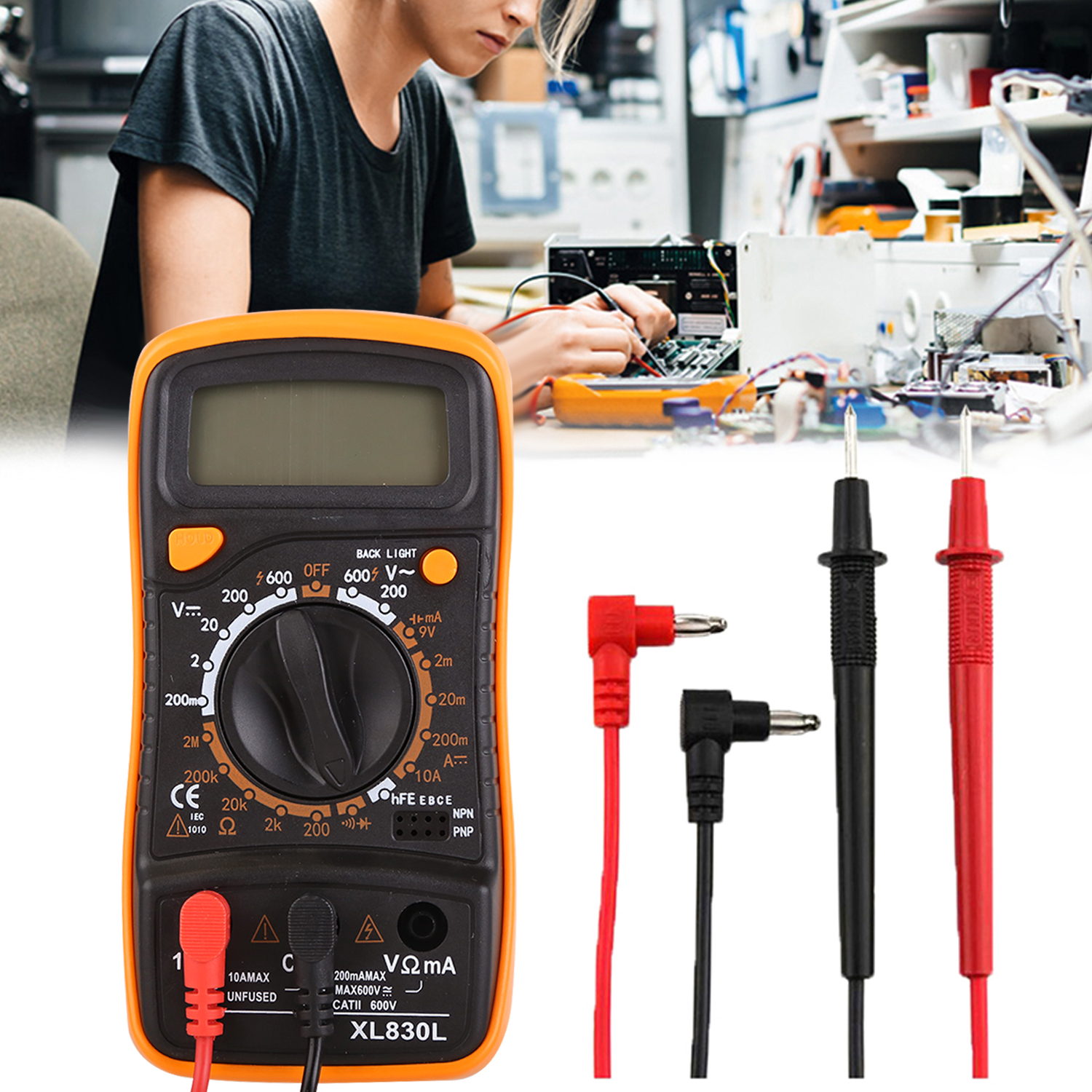 Mini LCD Backlit Display Digital Multimeter Measures Resistance